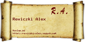 Reviczki Alex névjegykártya